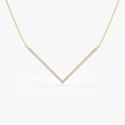 14K V Shaped Diamond Chevron Necklace