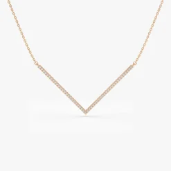 14K V Shaped Diamond Chevron Necklace