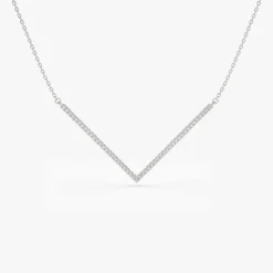 14K V Shaped Diamond Chevron Necklace