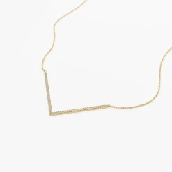 14K V Shaped Diamond Chevron Necklace