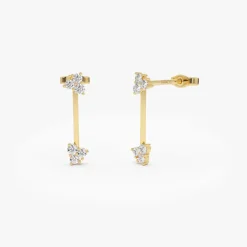 14k Vertical Bar Diamond Earrings