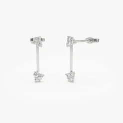 14k Vertical Bar Diamond Earrings