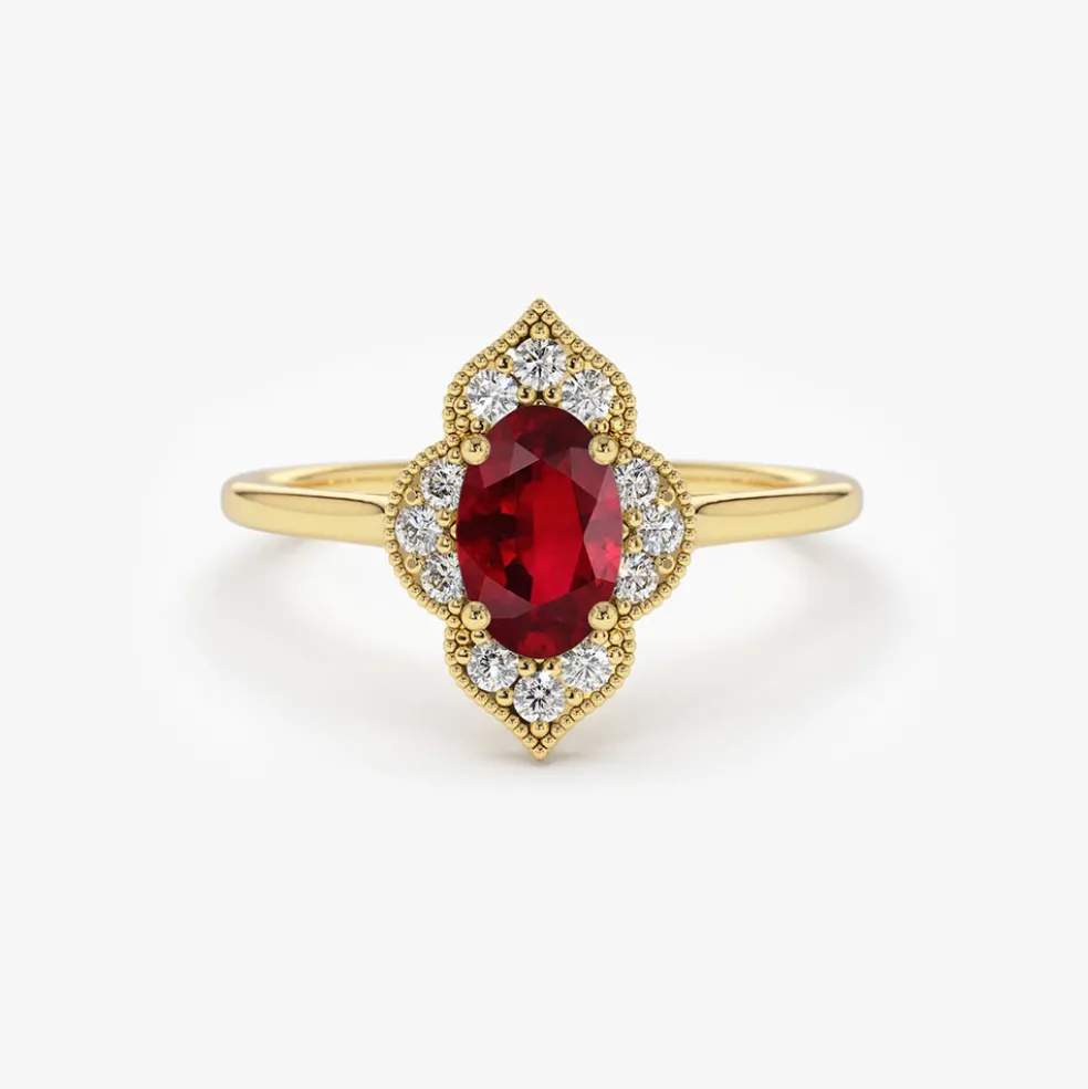 14k Victorian Genuine Ruby Ring