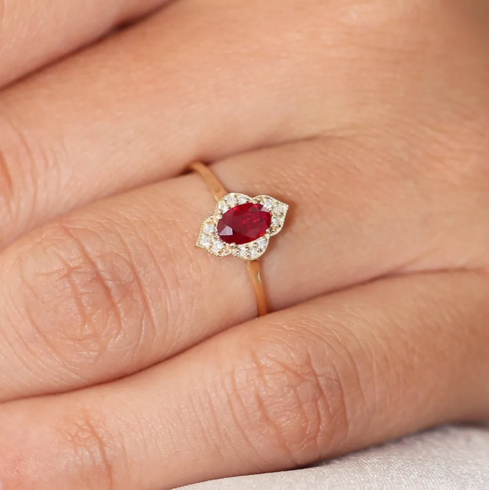 14k Victorian Genuine Ruby Ring