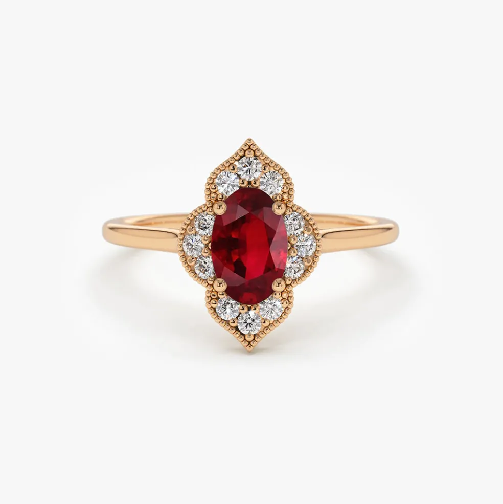 14k Victorian Genuine Ruby Ring