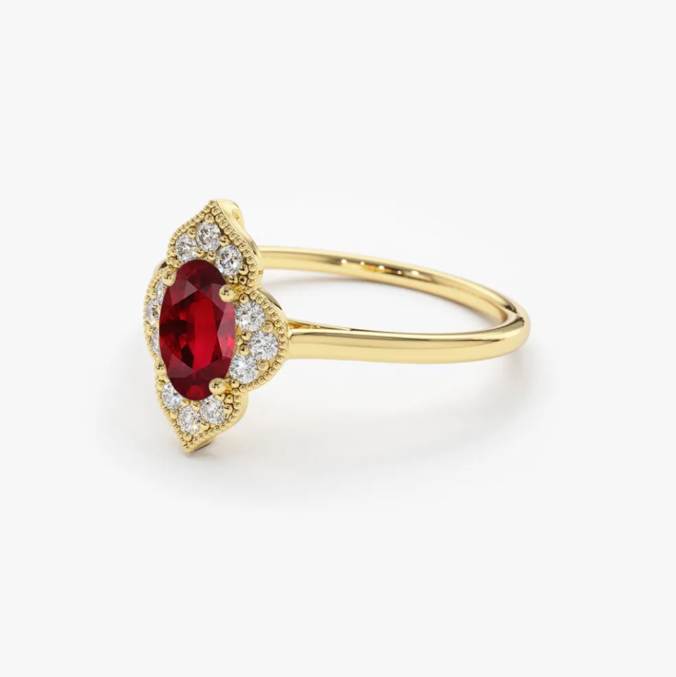 14k Victorian Genuine Ruby Ring