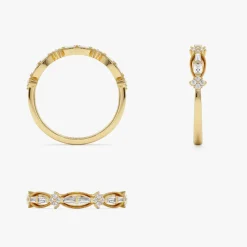 14k Vintage Inspired Baguette Diamond Wedding RIng