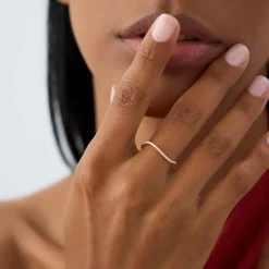 14k Waive Design Micro Pave Diamond Ring