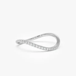 14k Waive Design Micro Pave Diamond Ring