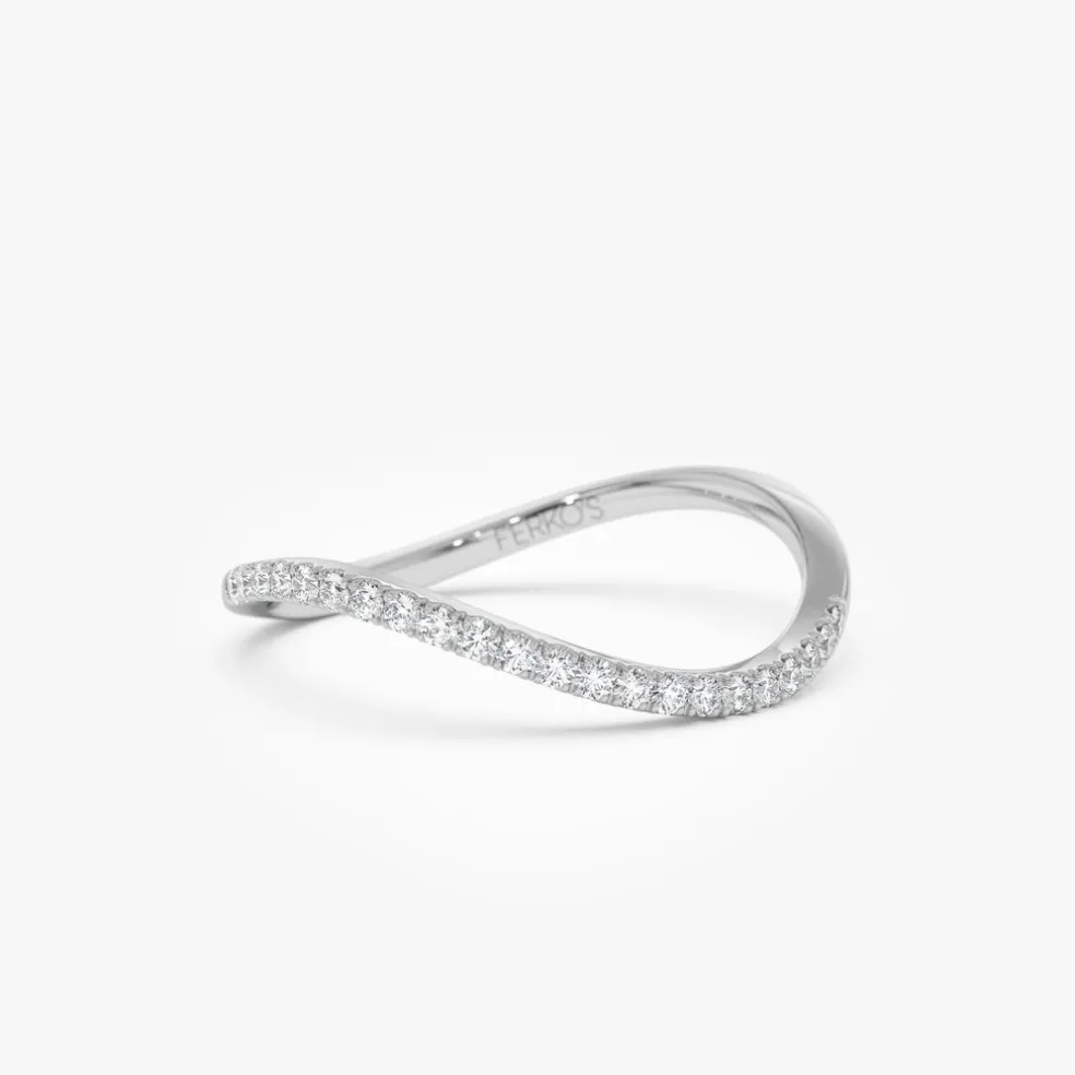 14k Waive Design Micro Pave Diamond Ring