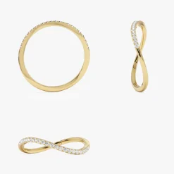 14k Waive Design Micro Pave Diamond Ring