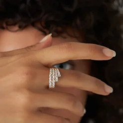 14k Wave Diamond Statement Ring