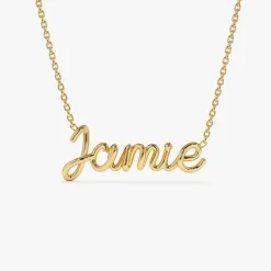 14K Wire Script Custom Name Necklace