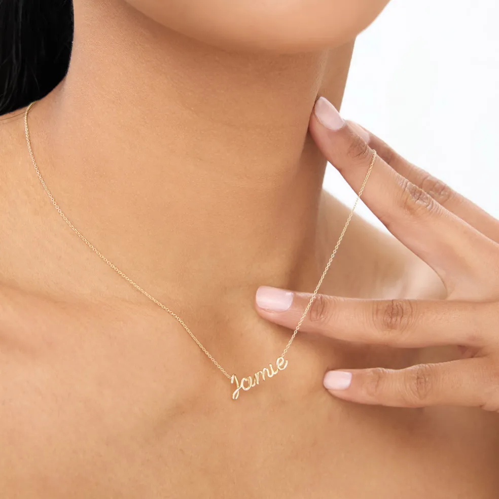14K Wire Script Custom Name Necklace