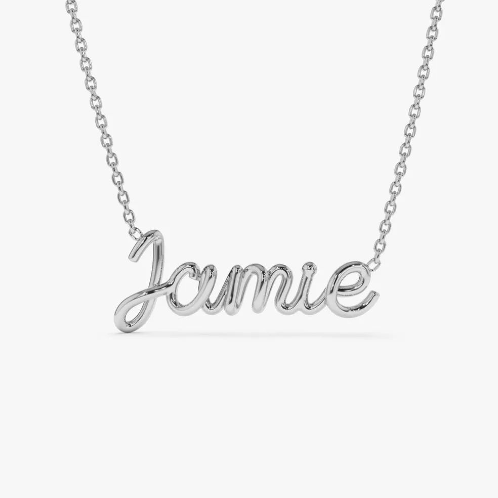14K Wire Script Custom Name Necklace