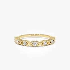 14k X O Design Diamond Wedding RIng