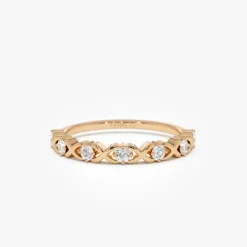 14k X O Design Diamond Wedding RIng