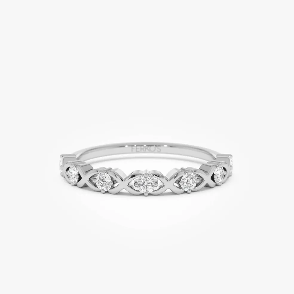 14k X O Design Diamond Wedding RIng