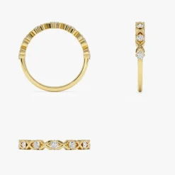 14k X O Design Diamond Wedding RIng
