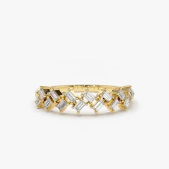 14K Zig Zag Baguette Diamond Ring