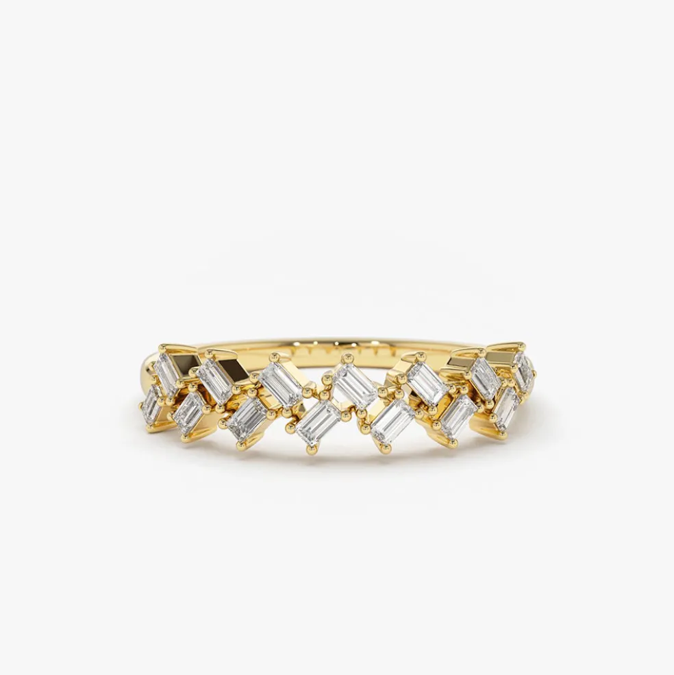 14K Zig Zag Baguette Diamond Ring