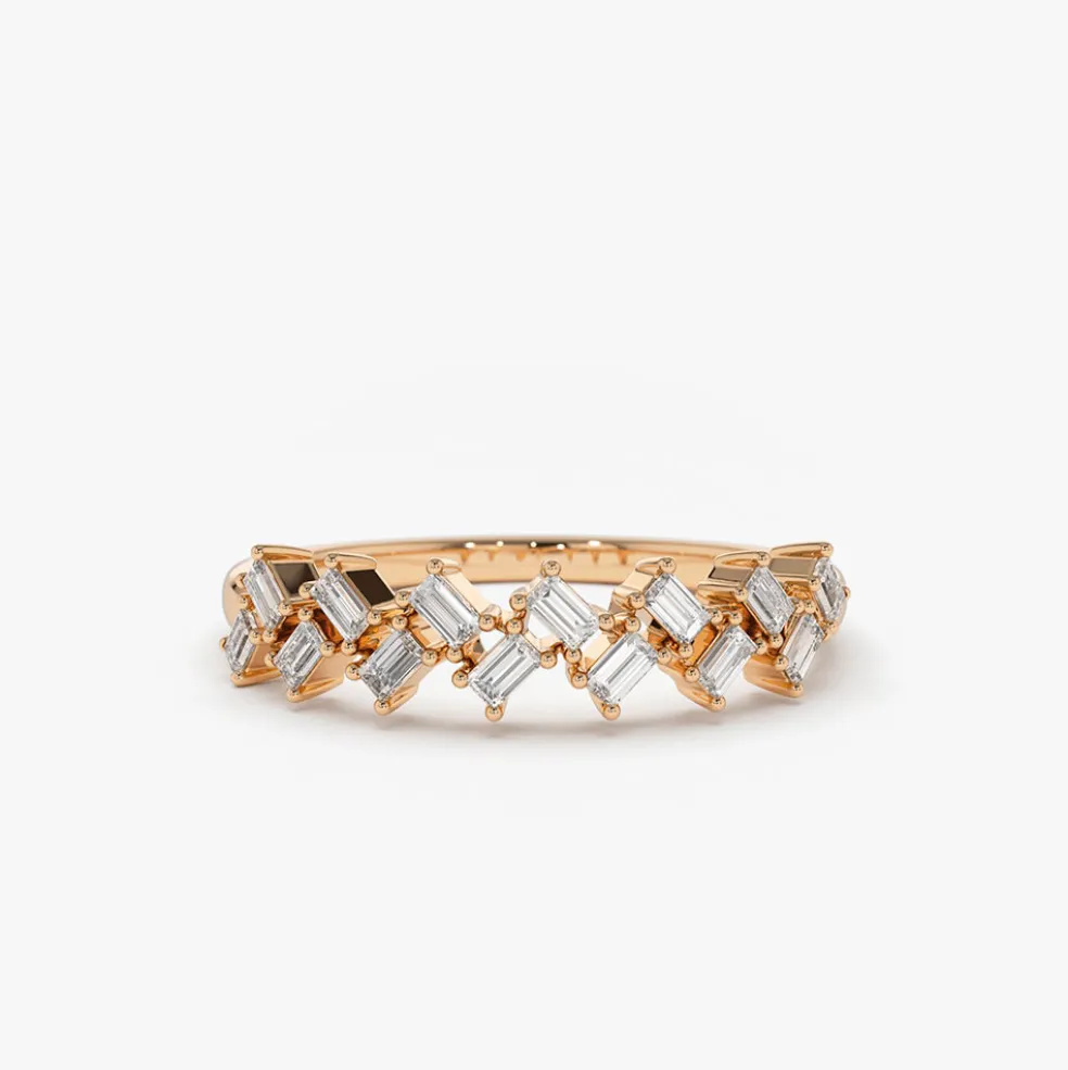 14K Zig Zag Baguette Diamond Ring