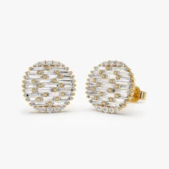 14kBaguette Diamond Needle Cut Statement Earrings
