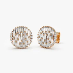 14kBaguette Diamond Needle Cut Statement Earrings