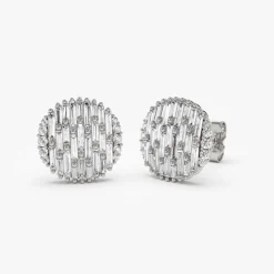 14kBaguette Diamond Needle Cut Statement Earrings