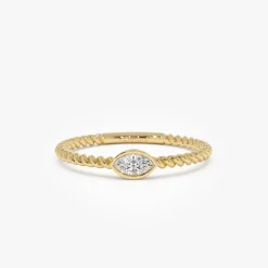 14kt Bezel Marquise Diamond Rope ring