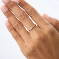 14kt Bezel Marquise Diamond Rope ring