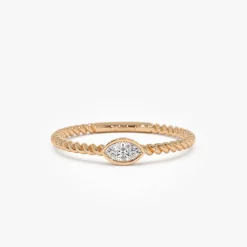 14kt Bezel Marquise Diamond Rope ring