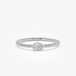 14kt Bezel Marquise Diamond Rope ring