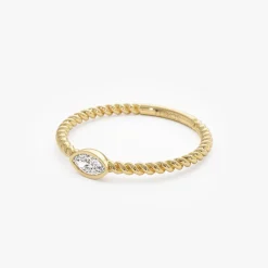 14kt Bezel Marquise Diamond Rope ring