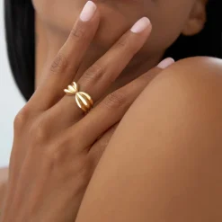 14Kt Bold 10mm Sculpted Dome Ring