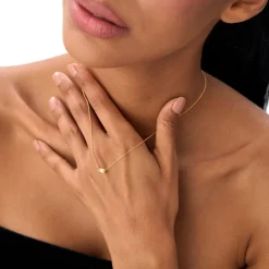 14Kt Gold Baguette Citrine Dainty Birthstone Necklace