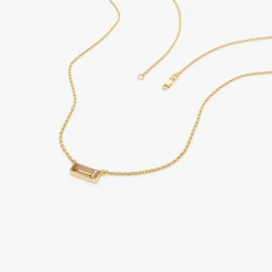 14Kt Gold Baguette Citrine Dainty Birthstone Necklace