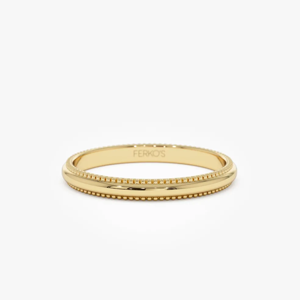 14kt Milgraine Edge Wedding Band