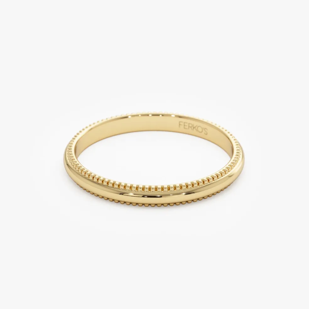 14kt Milgraine Edge Wedding Band