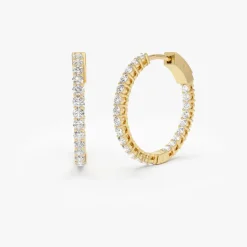 14Kt 21.5MM Inside Out Diamond Hoops