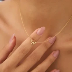 14Kt Plain Gold Ribbon Necklace