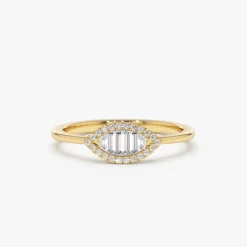 Marquise Baguette Diamond Ring in 14K