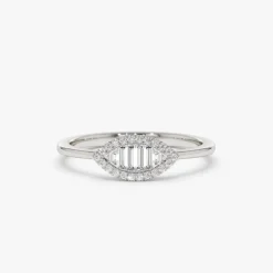 Marquise Baguette Diamond Ring in 14K