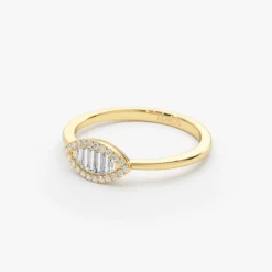 Marquise Baguette Diamond Ring in 14K