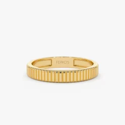3MM Ribbed Ring in 14k Gold