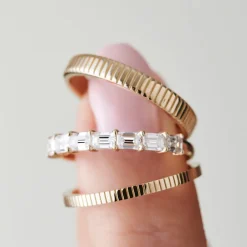 3MM Ribbed Ring in 14k Gold