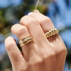 3MM Ribbed Ring in 14k Gold