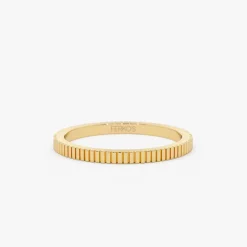 1.5MM Ribbed Ring in 14k Gold