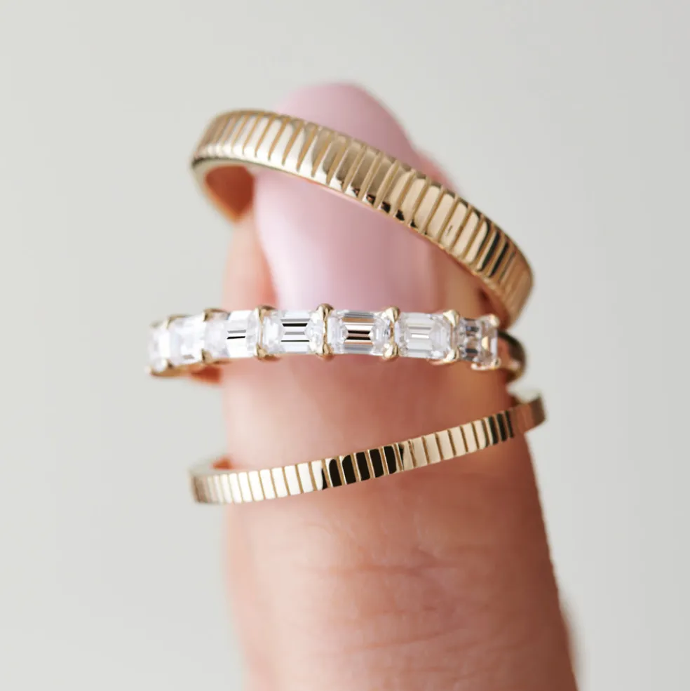 1.5MM Ribbed Ring in 14k Gold