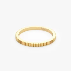 1.5MM Ribbed Ring in 14k Gold